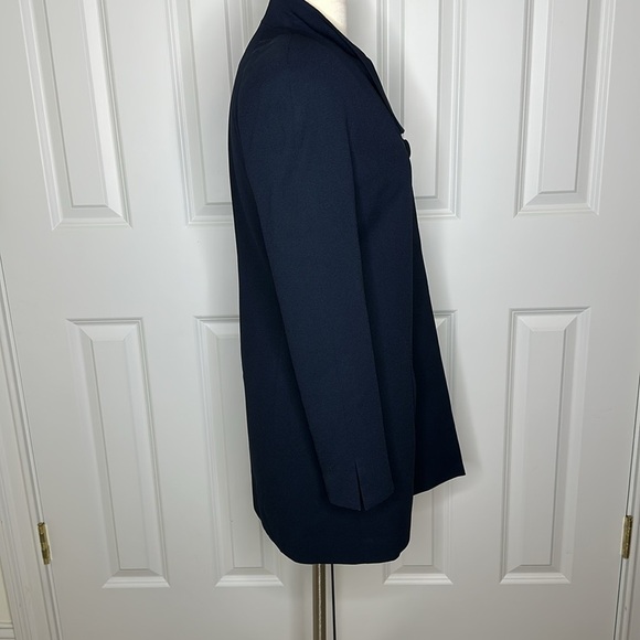 Christian Dior Vintage One Button Long Blazer Jacket Navy Sz4 - Picture 5 of 10